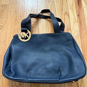 Michael Kors Navy Blue Leather Tote/Satchel Bag